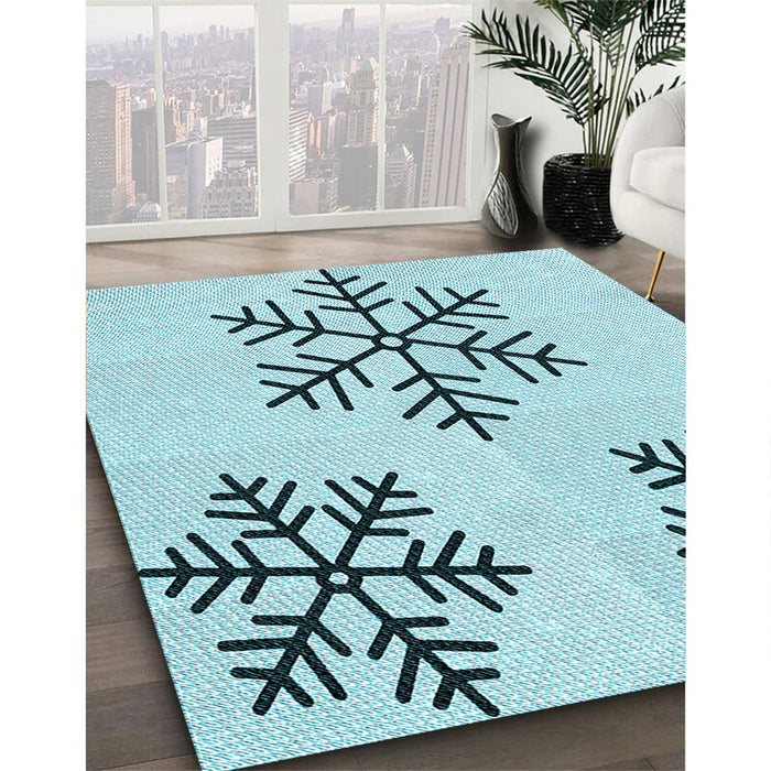 Patterned Seafoam Green Rug in Family Room, pat160lblu