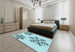 Patterned Seafoam Green Rug in a Bedroom, pat160lblu