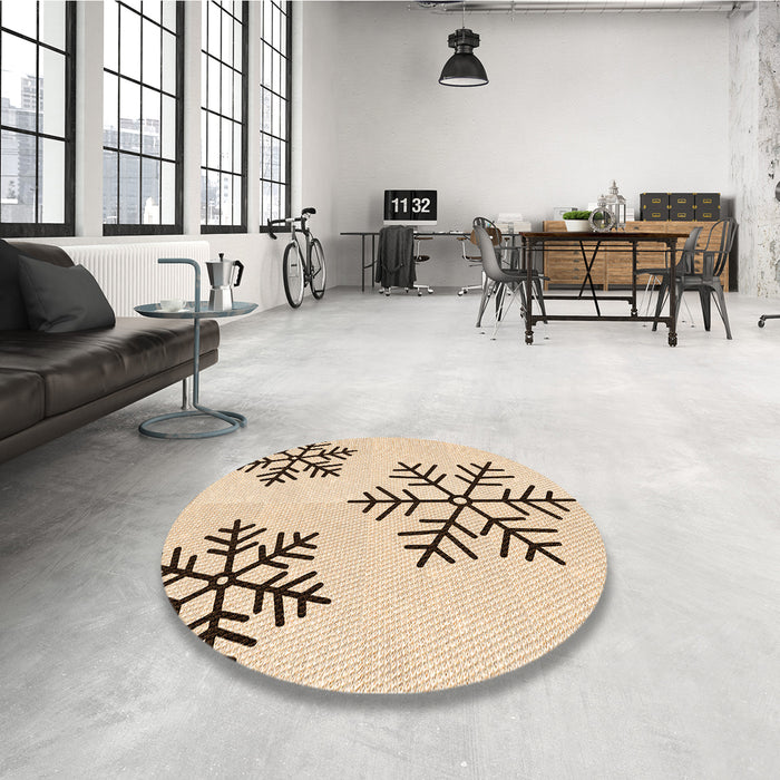 Round Patterned Copper Brown Rug in a Office, pat160org