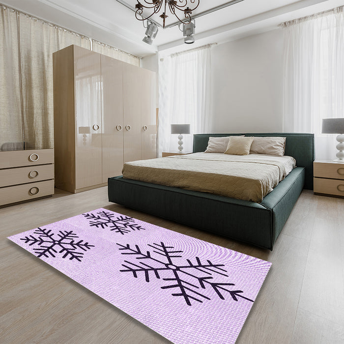 Round Machine Washable Transitional Lilac Purple Rug in a Office, wshpat160pur