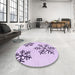 Round Patterned Lilac Purple Rug in a Office, pat160pur
