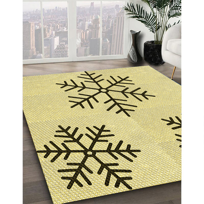 Patterned Sun Yellow Rug in Family Room, pat160yw