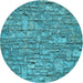 Square Patterned Dark Cyan Green Rug, pat1600lblu