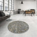 Round Patterned Black Novelty Rug in a Office, pat1600