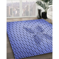 Patterned Denim Blue Rug, pat1601blu