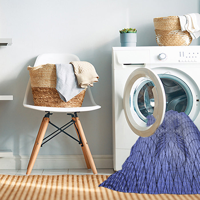 Machine Washable Transitional Denim Blue Rug in a Washing Machine, wshpat1601blu