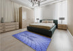 Patterned Denim Blue Rug in a Bedroom, pat1601blu