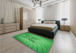 Patterned Green Rug in a Bedroom, pat1601grn