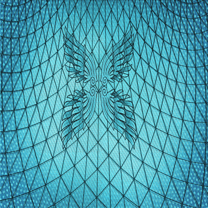 Round Patterned Dark Cyan Green Rug, pat1601lblu