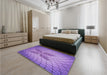 Patterned Bright Lilac Purple Rug in a Bedroom, pat1601pur