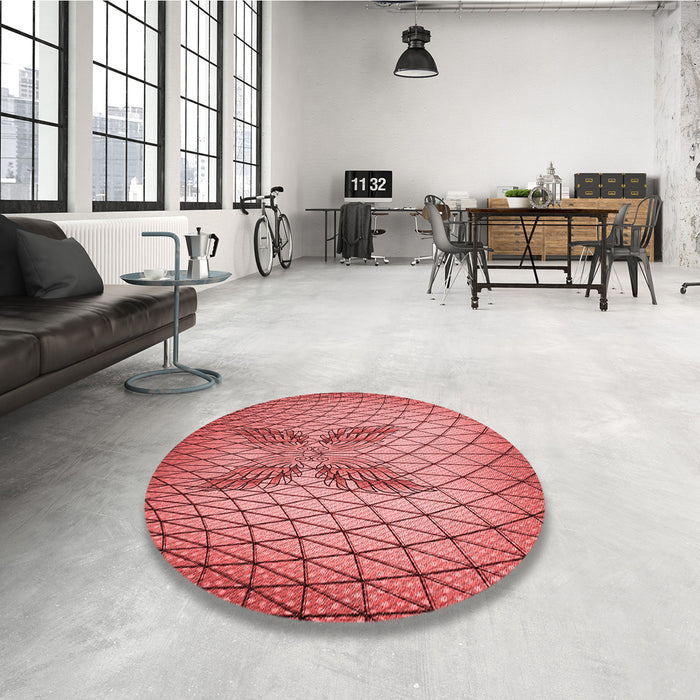 Round Patterned Red Rug in a Office, pat1601rd