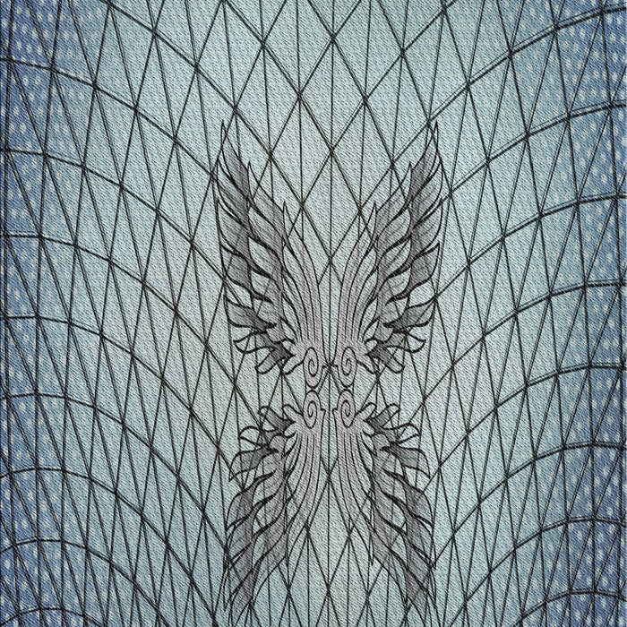 Patterned Light Steel Blue Novelty Rug, pat1601