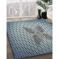 Patterned Light Steel Blue Novelty Rug, pat1601