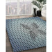 Patterned Light Steel Blue Novelty Rug in Family Room, pat1601