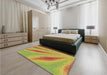 Round Machine Washable Transitional Green Rug in a Office, wshpat1602brn