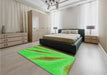 Round Machine Washable Transitional Neon Green Rug in a Office, wshpat1602grn