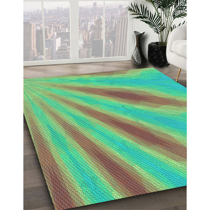 Machine Washable Transitional Green Rug in a Family Room, wshpat1602lblu