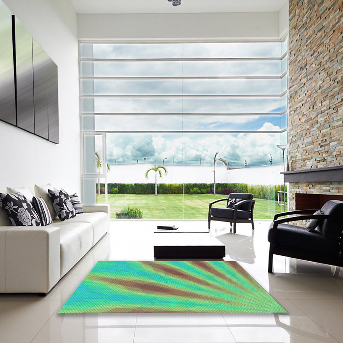 Machine Washable Transitional Green Rug in a Kitchen, wshpat1602lblu