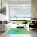 Machine Washable Transitional Green Rug in a Kitchen, wshpat1602lblu