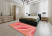 Round Machine Washable Transitional Fire Red Rug in a Office, wshpat1602rd