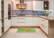 Patterned Green Abstract Machine Washable Rug in a Kitchen, wshpat1602