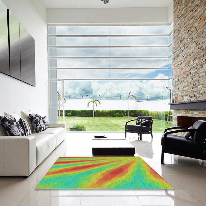 Square Patterned Green Abstract Machine Washable Rug in a Living Room, wshpat1602
