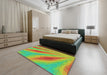 Patterned Green Abstract Machine Washable Rug in a Bedroom, wshpat1602