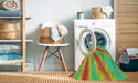 Patterned Green Abstract Machine Washable Rug in a Washing Machine, wshpat1602