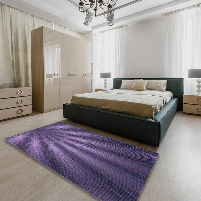 Round Machine Washable Transitional Plum Purple Rug in a Office, wshpat1603blu