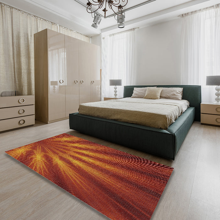 Patterned Red Abstract Machine Washable Rug in a Bedroom, wshpat1603