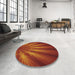 Round Patterned Red Abstract Machine Washable Rug in a Office, wshpat1603