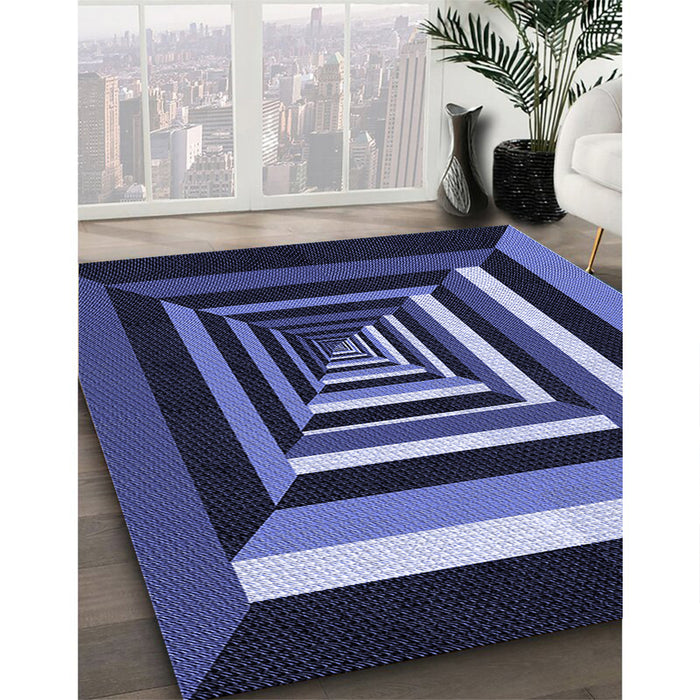 Machine Washable Transitional Night Blue Rug in a Family Room, wshpat1604blu