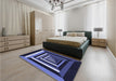 Round Machine Washable Transitional Night Blue Rug in a Office, wshpat1604blu