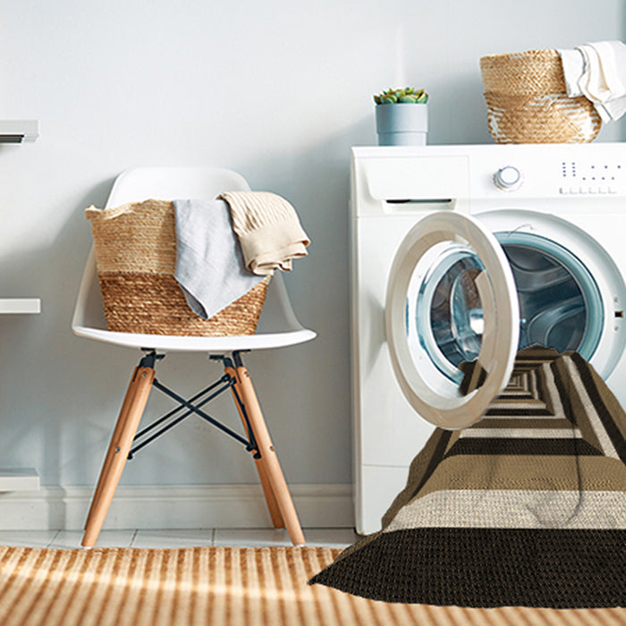 Machine Washable Transitional Midnight Gray Rug in a Washing Machine, wshpat1604brn