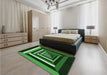 Round Machine Washable Transitional Dark Forest Green Rug in a Office, wshpat1604grn