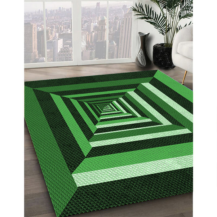 Machine Washable Transitional Dark Forest Green Rug in a Family Room, wshpat1604grn