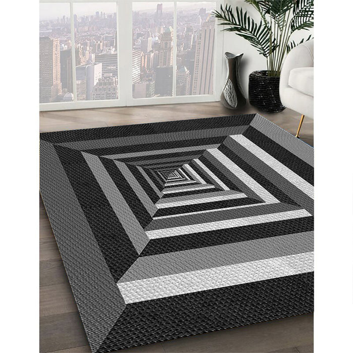 Machine Washable Transitional Midnight Gray Rug in a Family Room, wshpat1604gry