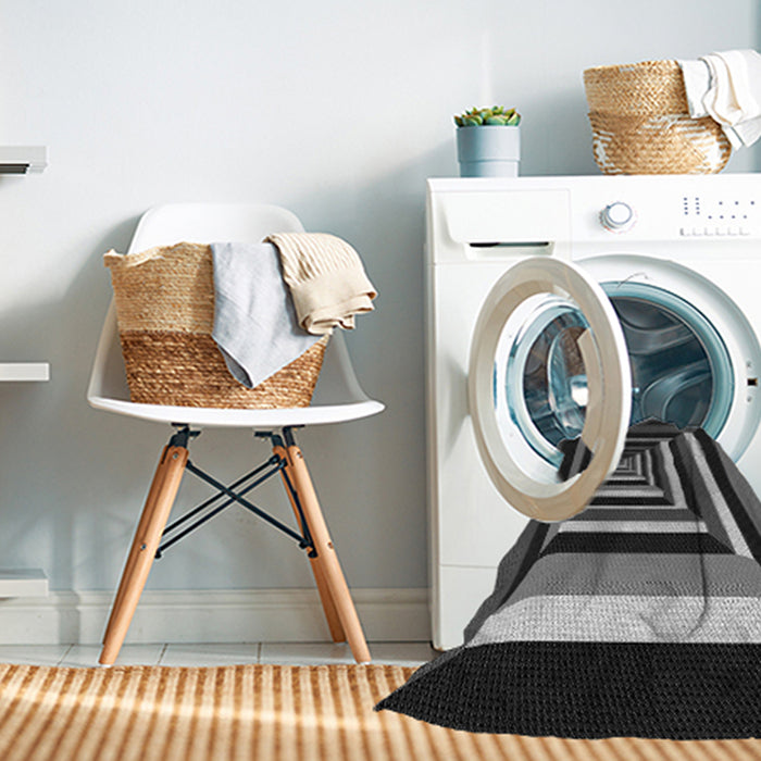 Machine Washable Transitional Midnight Gray Rug in a Washing Machine, wshpat1604gry