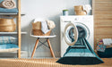 Machine Washable Transitional Deep Teal Green Rug in a Washing Machine, wshpat1604lblu