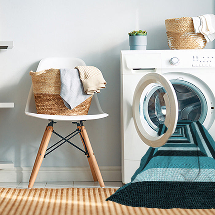 Machine Washable Transitional Deep Teal Green Rug in a Washing Machine, wshpat1604lblu