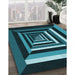 Machine Washable Transitional Deep Teal Green Rug in a Family Room, wshpat1604lblu