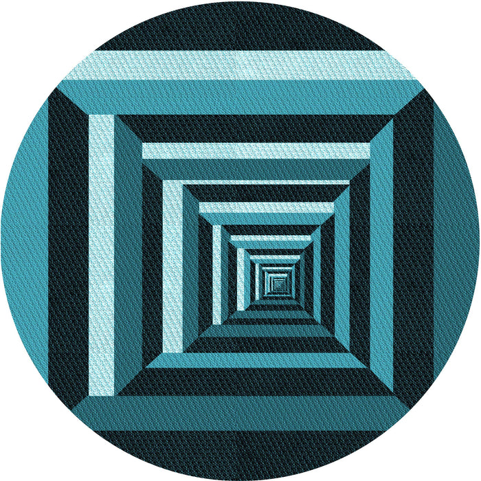 Square Machine Washable Transitional Deep Teal Green Rug in a Living Room, wshpat1604lblu