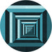 Square Machine Washable Transitional Deep Teal Green Rug in a Living Room, wshpat1604lblu