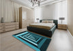 Round Machine Washable Transitional Deep Teal Green Rug in a Office, wshpat1604lblu
