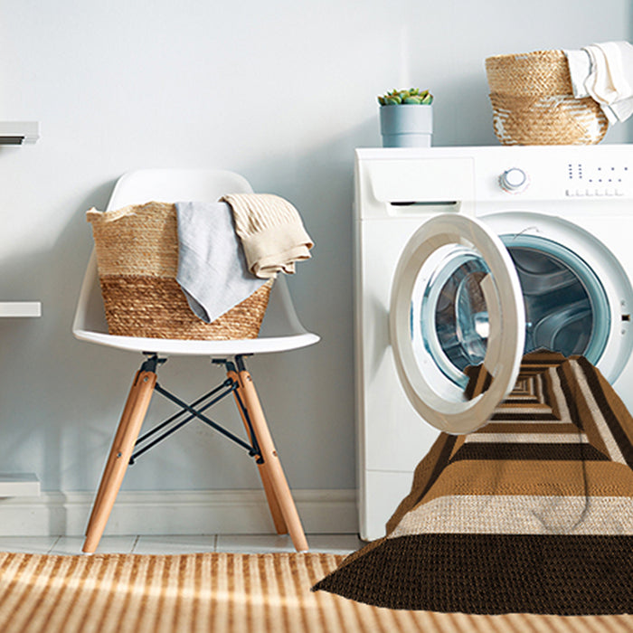 Machine Washable Transitional Black Brown Rug in a Washing Machine, wshpat1604org