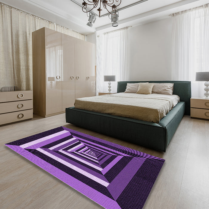 Round Machine Washable Transitional Purple Rug in a Office, wshpat1604pur