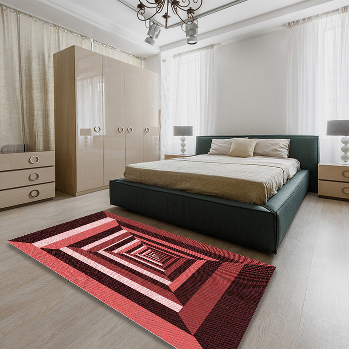 Round Machine Washable Transitional Red Rug in a Office, wshpat1604rd