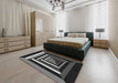 Patterned Mid Gray Abstract Machine Washable Rug in a Bedroom, wshpat1604