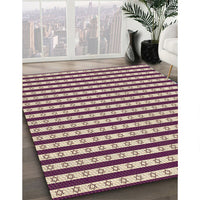 Patterned Dark Raspberry Purple Rug, pat1605brn