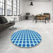 Round Patterned Blue Rug in a Office, pat1606lblu